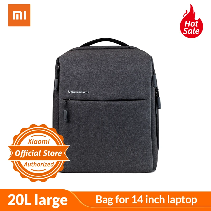 Xiaomi минималистичный городской рюкзак 20L большой емкости серая сумка для ноутбука