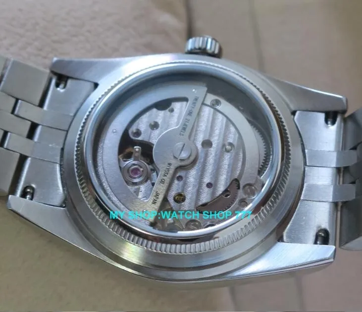 Skup 2017 nowych moda szafirowe 36mm Parnis japoński 21 Jeweles automatyczne self wiatr ruch świecenia zegarki męskie 5Bar 10A