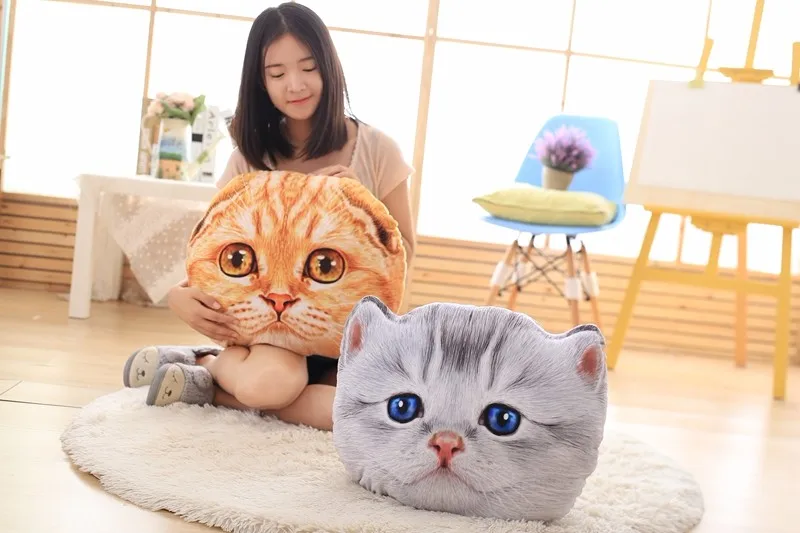 Креативная 3D подушка для кошки, Автомобильная подушка, Мягкая Милая подушка в форме кошки, подушка для сидения, подушка для дивана, плюшевые игрушки, подушка для животных, куклы 40 см/50 см