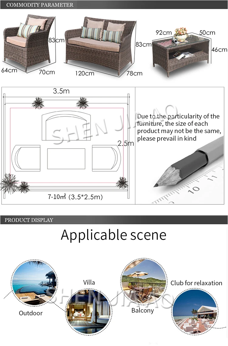 Уличное плетеное кресло сочетание сад балкон гостиная ротанга диван-комбинация двора ротанга диван-комбинация 1 шт