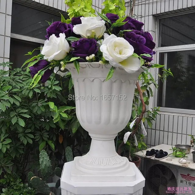 White Europe Type Of Flower Pot For Roman Column Plastic White Europe Type Of Flower Pot For Roman Column Plastic Wedding Decoration 4pcs Lot