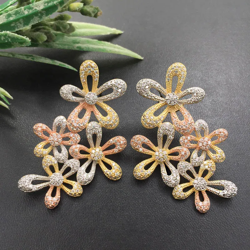 Lanyika модные ювелирные изделия художественный элегантный нежный надежная яркий цветок серьги микро-Инкрустация банкетные вечерние серьги лучшие подарки