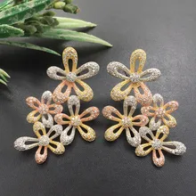 Lanyika модные ювелирные изделия художественный элегантный нежный надежная яркий цветок серьги микро-Инкрустация банкетные вечерние серьги лучшие подарки