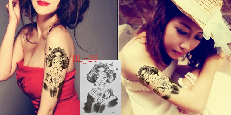 Топ Мода Настоящее 21*15 см окрашенные боди арт татуировки Одноразовые переводные наклейки воды временные аниме девушка