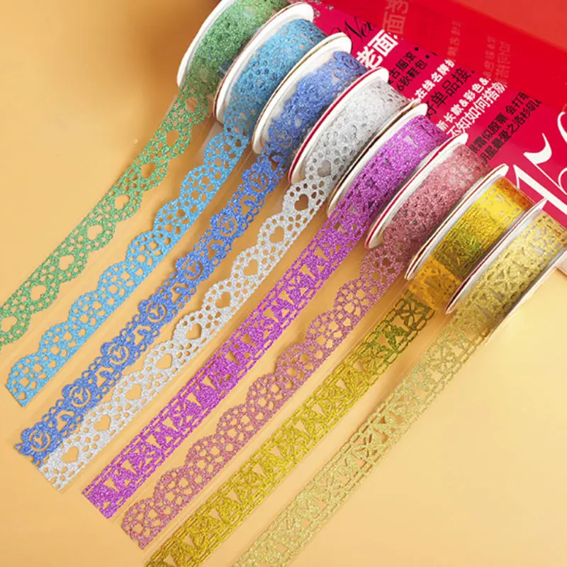 

1M*1.8cm Glitter Lace Washi Tape Book Decor Washi Tape Scrapbooking Card Adhesive Paper Sticker DIY Craft Gift School Supplies