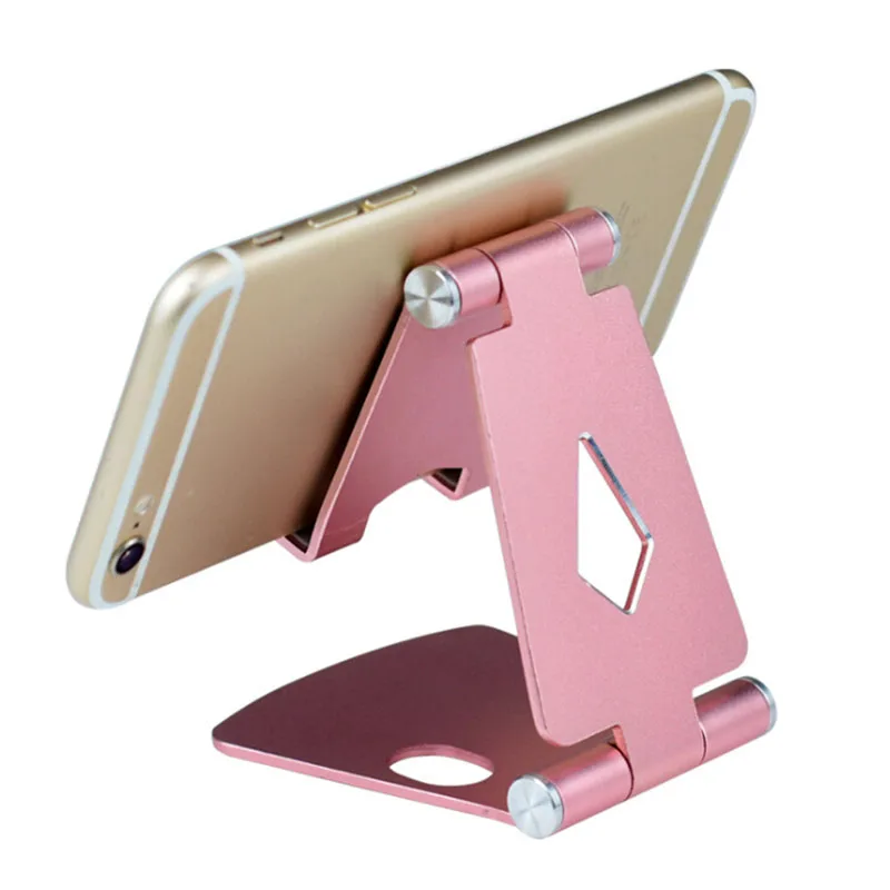 

Universal Double Folding Mobile Phone Tablet Desktop Stand Holder Aluminum Alloy Pad Metal Live Mobile Phone Stands