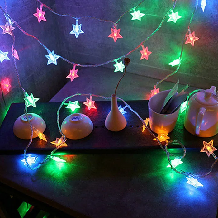 Светодиодный гирлянда, Звездные гирлянды, праздничная вечеринка, Рождество, свадьба, Декор, батарея, Звездные сказочные огни, подвесные украшения - Цвет: 3m-multicolor