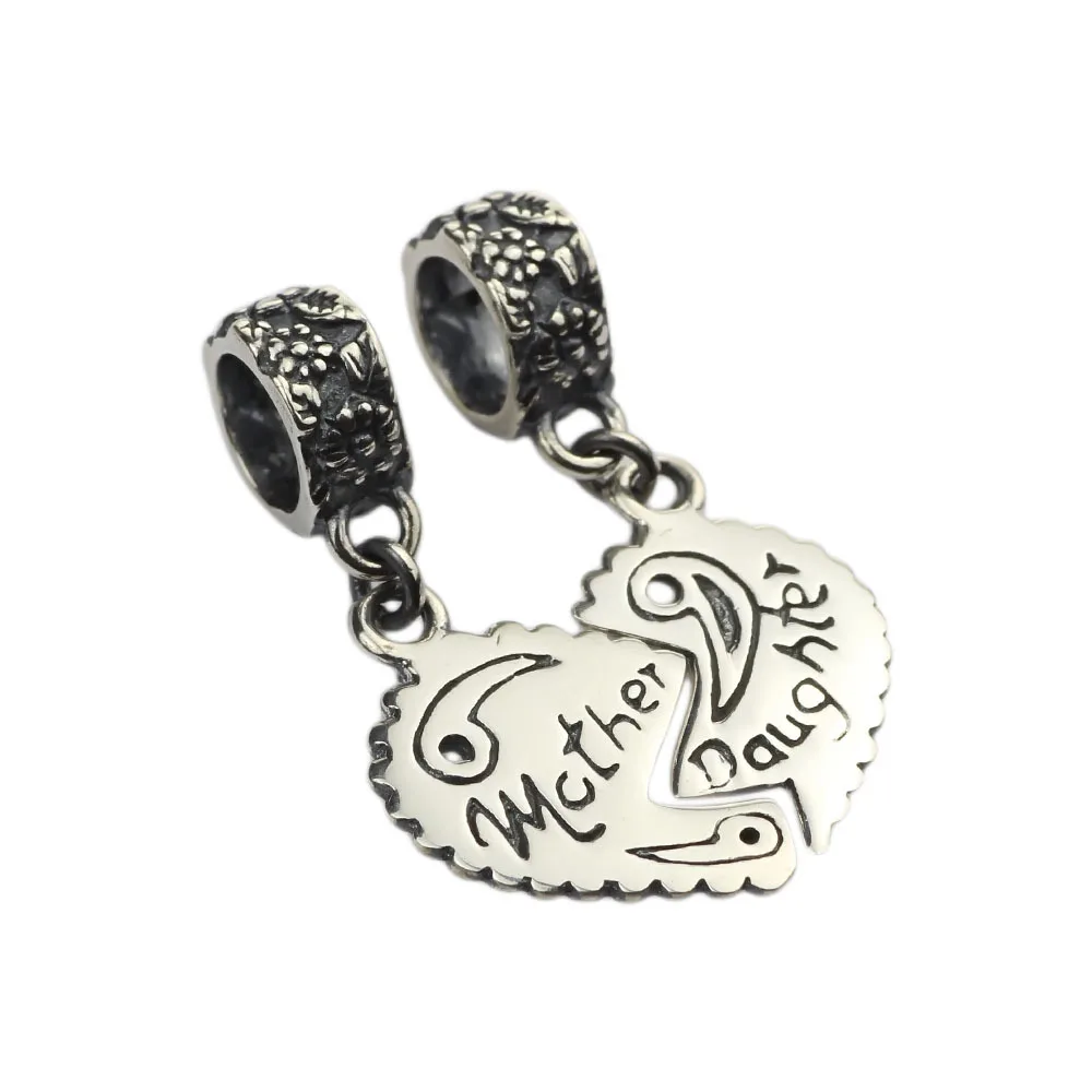 

Authentic 925 Sterling Silver Charm Mother & Daughter Halves Dangle Pendant For European Bracelet