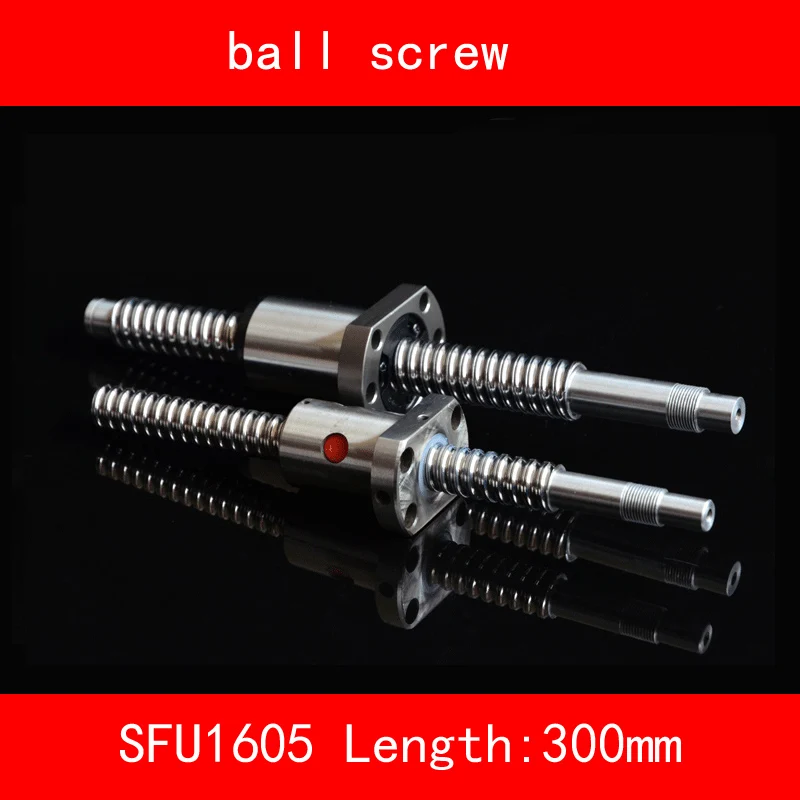 

16mm Ball Screw Rolled SFU1605 length 300mm+1605 Flange single ballnut 3d print CNC parts standard end machined for BK/BF12