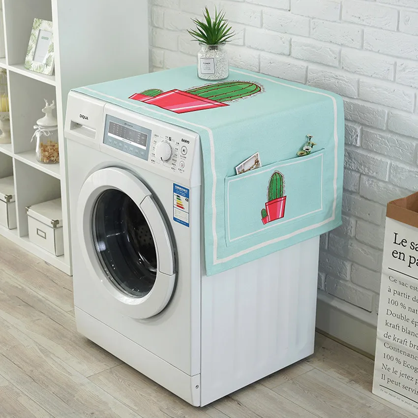 

Dual-Purpose Washing Machine Dust Cover Linen Household Covers with Storage Bags for Single Door Refrigerators Cabinet Dustproof