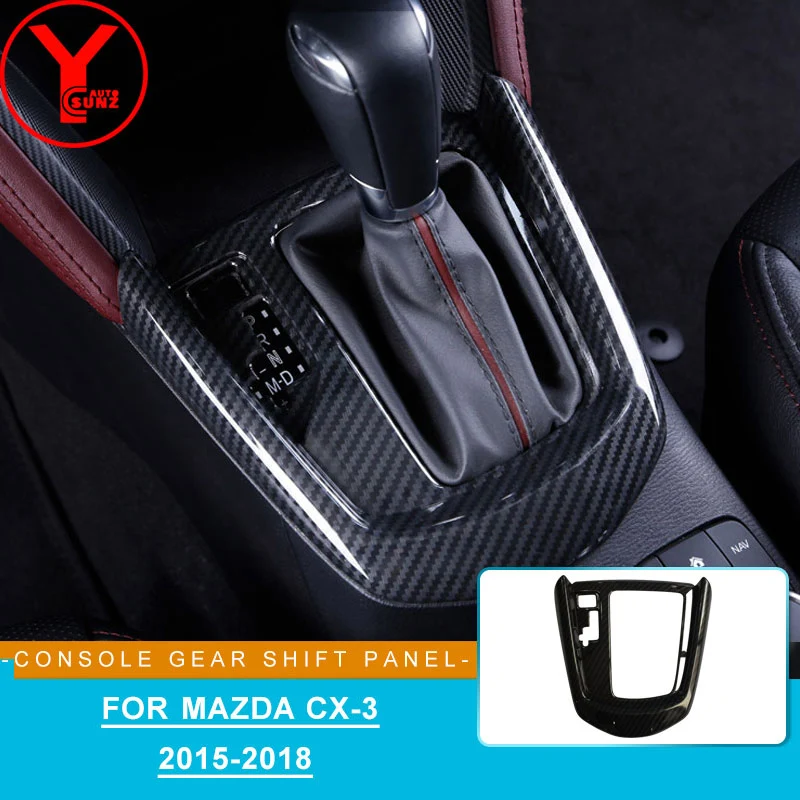 Center Console Carbon Fibre Armrest box panel Cover For mazda cx 3 cx3