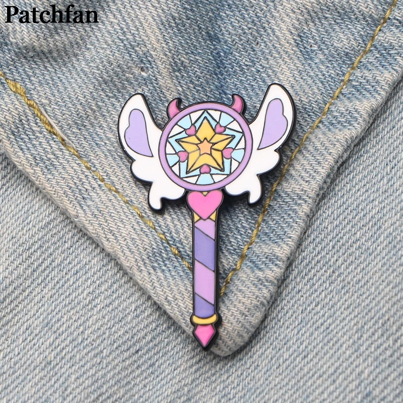 Patchfan, волшебная палочка в форме звезды бабочки, Цинковый зажим для галстука, броши для рюкзака, одежды для мужчин и женщин, украшение на шляпу, значок, медали A2035