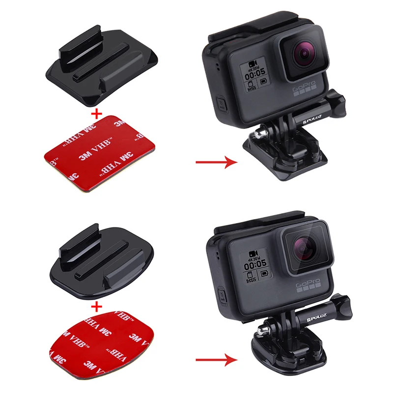  For Go Pro 2 Curved Surface Mounts+2 Flat Surface Mounts+ 4 3M Stickers for Gopro Hero 6543+3 Action Camera Accessories (3)