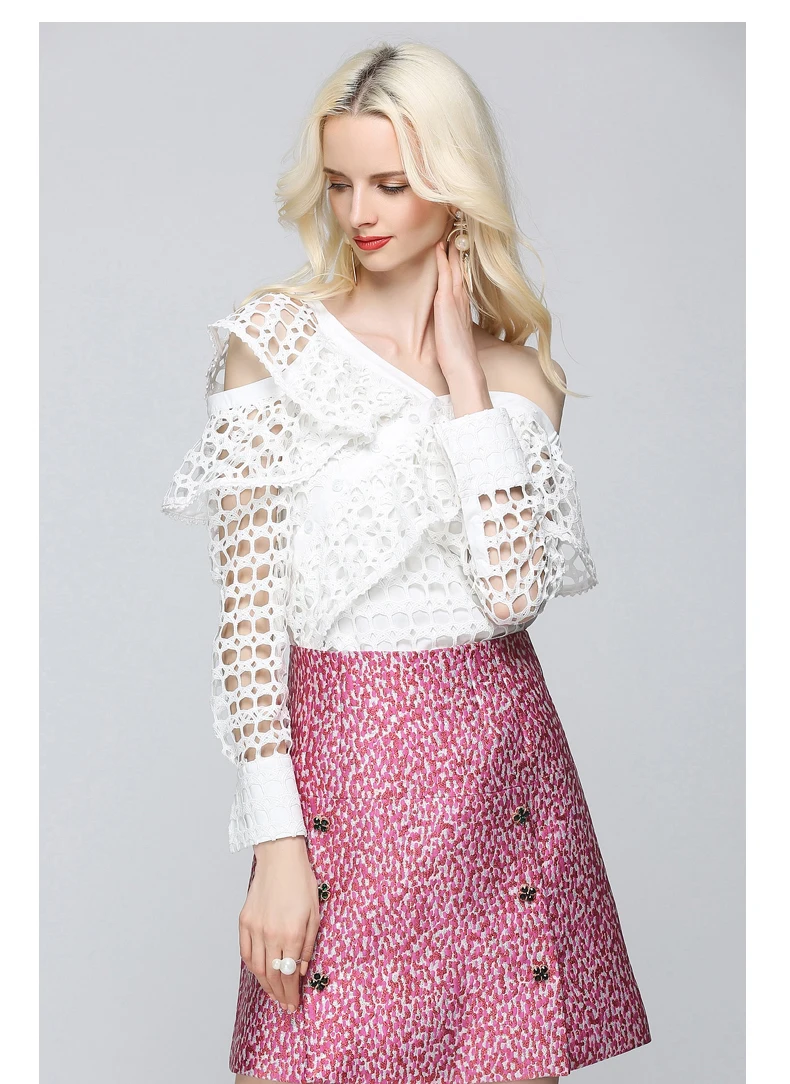 Ruffles Irregular Skew Collar Shirt (13)
