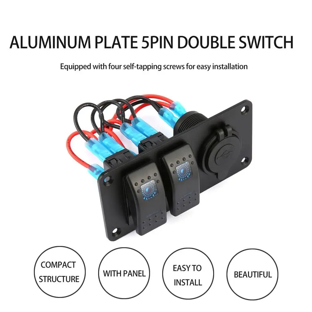 Новый 2 Gang автомобильный МОРСКОЙ КАТЕР 5 Pin LED клавишный выключатель панель