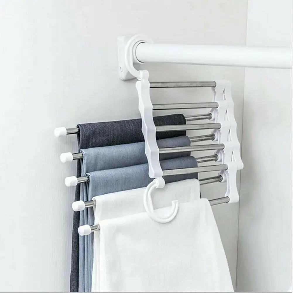 5 in 1 Wardrobe Hanger Multi functional Clothes Hangers Pants Stainless Steel Magic Wardrobe Clothing Hangers For Clothes Rack