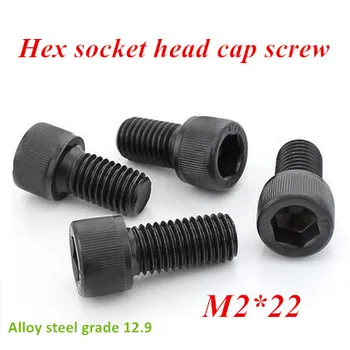 

200pcs/lot M2*22mm DIN 912 Hex Socket Head Cap Screw Black Steel Metric Thread Grade 12.9 Fastener