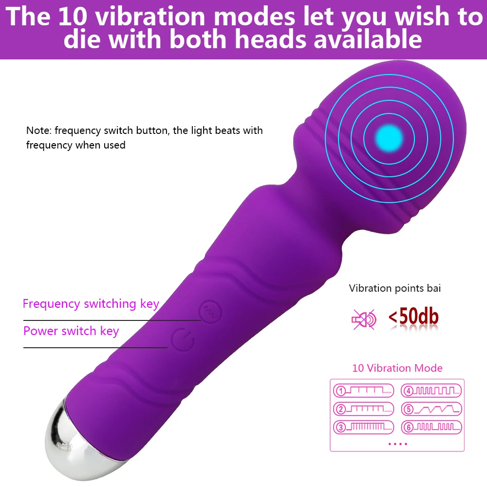 USB Rechargeable Waterproof Personal Wireless Wand Body Massager Safe Silicone AV Vibrator Sex Toys for Women