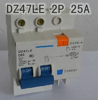 DZ47LE 2P 25A УЗО с защитой от перегрузки по току RCBO C Тип
