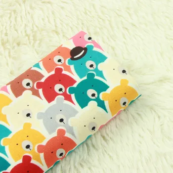 

half yard cotton linen retro fabric with cartoon panda head print handmade DIY patchwork mouth gold package bag cloth A752