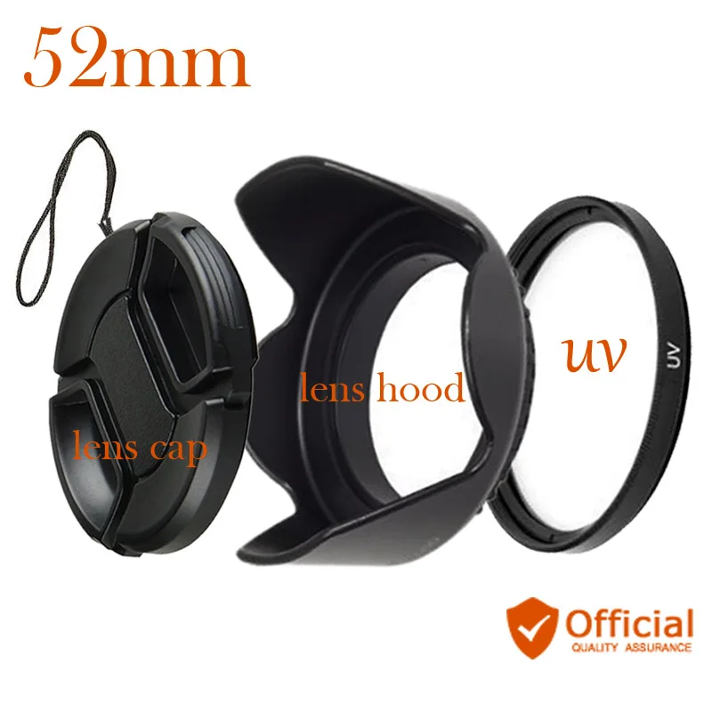 

52mm UV Filter+front Lens Cap+Flower Lens Hood For Nikon D5600 D5500 D5300 D5100 D3400 D3200 D3300 D750 and AF-S 18-55mm lens