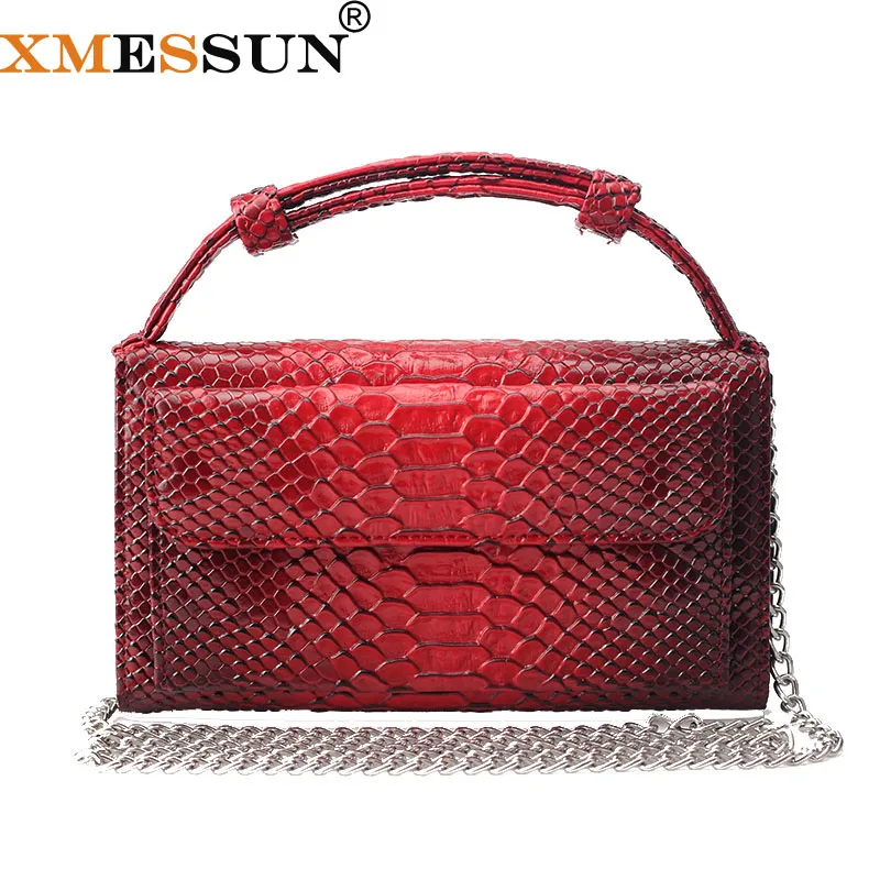 

XMESSUN Customize Real Python Snake Skin Designer Shoulder Bags Chain Crossbody Bag Genuine Leather Day Clutch Pouch
