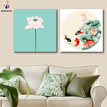 DIY красителей фотографии по номерам с цветами буддистские лотосы кальмар Иллюстрации Картина Рисунок Живопись по номерам каркасный дом