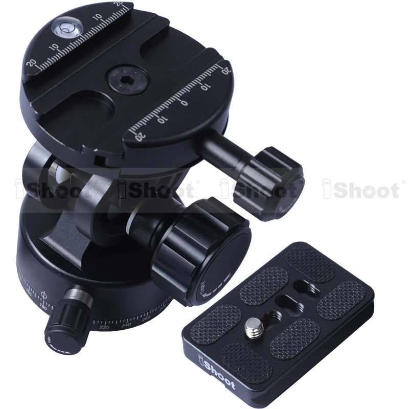 

All-metal 2D 360 Panning Panoramic Panorama Clamp Head Ballhead + Camera Quick Release Plate for Tripod Monopod - NEW DESIGN