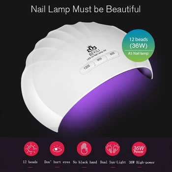 

36W LED Nail Lamp Fingernail Toenail Gel Curing Nail Dryer Professional Nail Gel Machine for Nail Salon