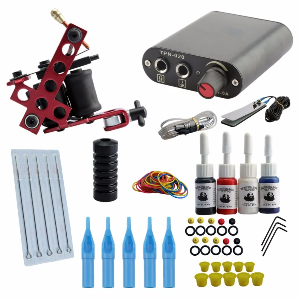 Completed Tattoo Kit 4 Colors Tattoo Ink Sets Machines Set Needles