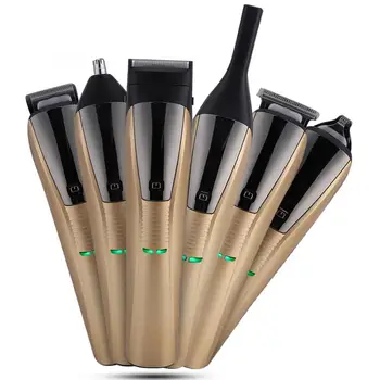 

6 In 1 Multi-functional Electric Hair Clipper Washable Beard Shaver Nose Hair Trimmer Set Waterproof Cleaning Shaver