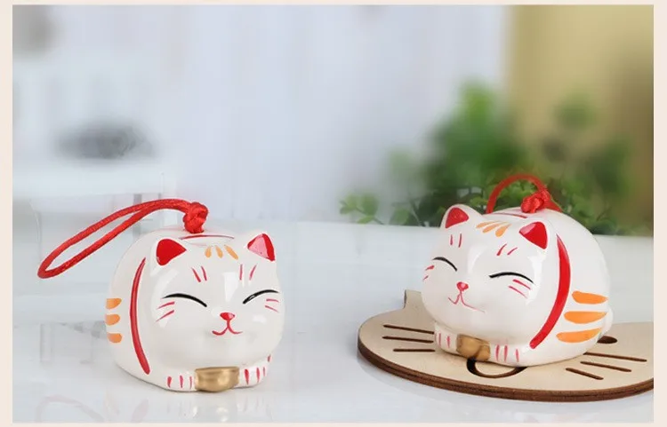 2 шт Lucky cat керамические колокольчики креативные сувениры Автомобильные украшения портативные мини-реквизиты для съемки 6 см* 4,5 см* 4 см