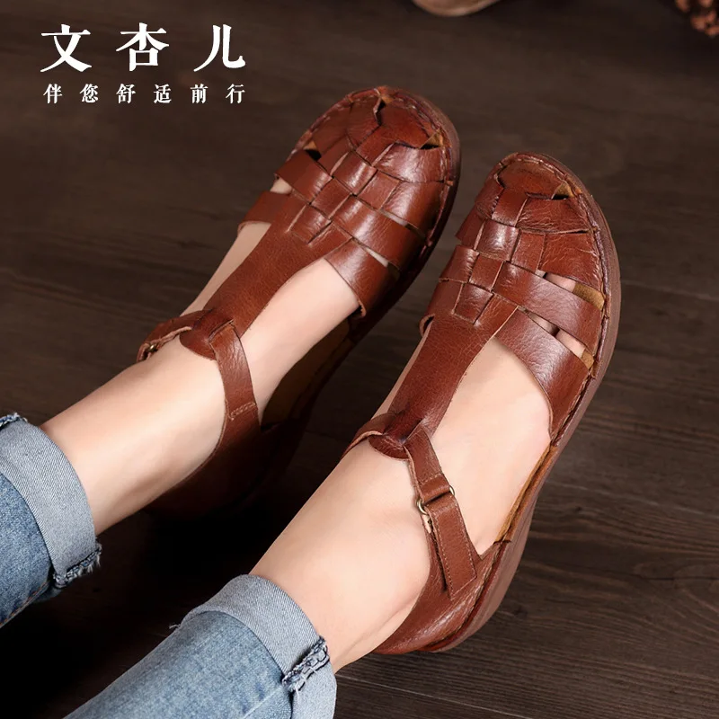 Al Viento Mayor Chart Mujer Nueva Sandalias A Mano Zapatos Cuero Renacimiento Por Goosen Tejido See 2017 Marca De PAOFZ