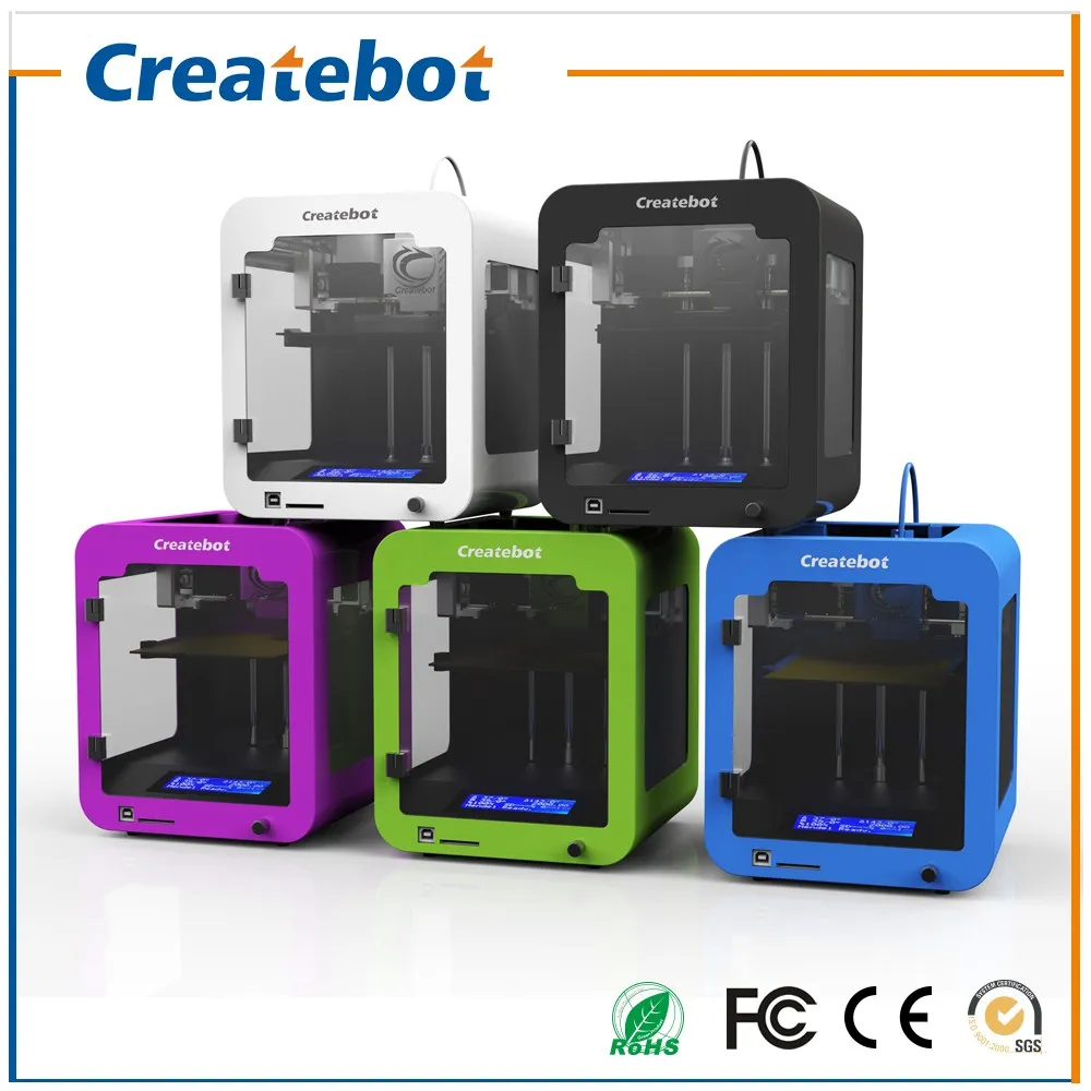 Newest LCD Createbot Super mini 3D Printer kits High Quality Desktop Full colors 3d printer with 1 Roll filaments 1GB SD Card