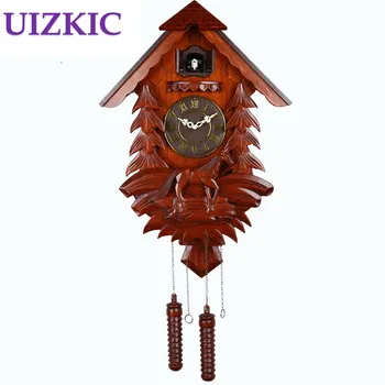 

Large fashion wooden vintage carving wall cuckoo clock quieten needle kids room decoration