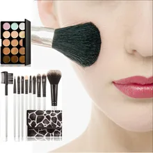 15 Цвет Макияж Расчёски для волос Наборы для ухода за кожей крем маскирующих Палитры глаз Уход за кожей лица косметический Земля Тон с Макияж Кисточки Набор теней для губ Кисточки