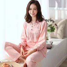 Сжигание цветов ремесло женские пижамы хлопок мода женщин с длинным рукавом пижамы костюм 2 шт сексуальный весенний дом Lounge Gi