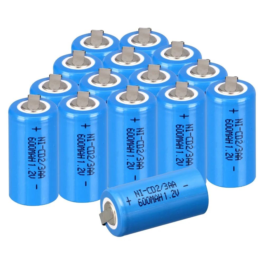 Новые 15 шт. Ni-Cd 1 2 V 2/3AA перезаряжаемые батареи NiCd-синий 600 mah | Электроника