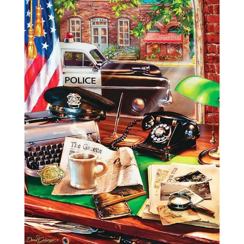 

5D DIY diamond embroidery Police Office diamond painting Cross Stitch full round Rhinestone mosaic home decoration KBL