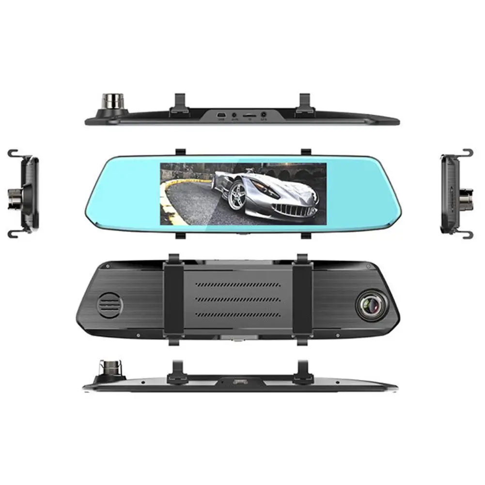

K730T 7 Inch Car DVR 2.5D Touch Screen Rearview Mirror Dash Cam Dual Lens Camera