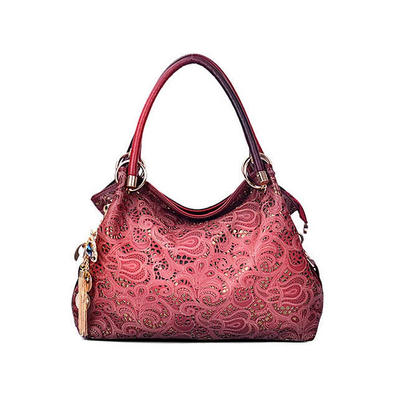 

Homeda Luxury Carved Women Shoulder Bags Hollow Out Large PU Leather Tote Bags Fashion Ladies Brand Design Handbag