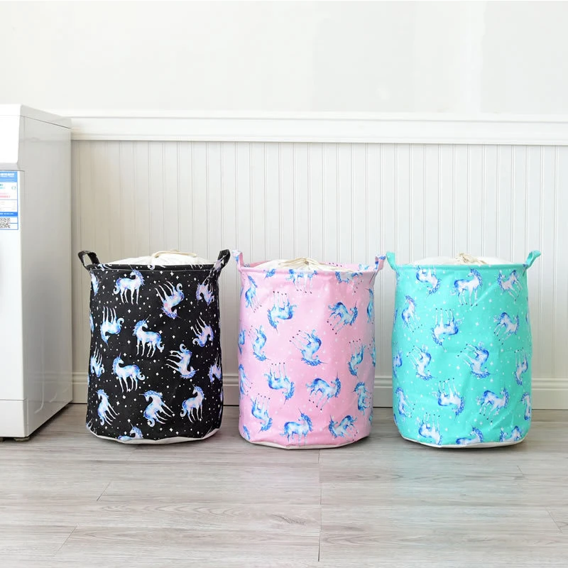 Cute Folding Waterproof Dirty Toy Clothe Laundry Basket Cotton Linen Office Home Sundries Storage Holder Organizer Project Box