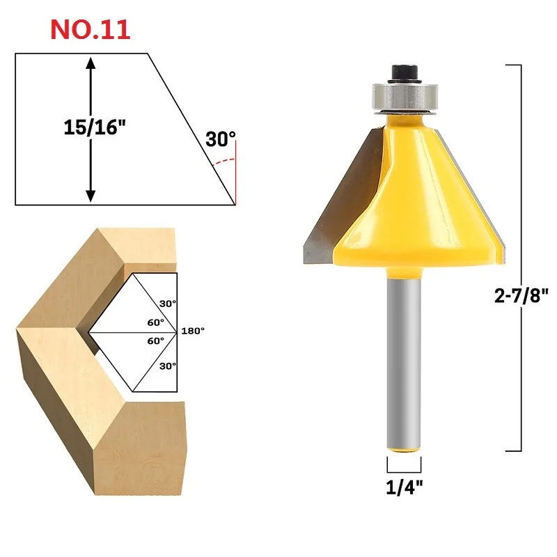 NO.1-10 фреза для дерева 1/" хвостовик язык паз фрезы бурения фрезерование резьба набор Пол Деревообработка Лидер продаж - Длина режущей кромки: NO.11