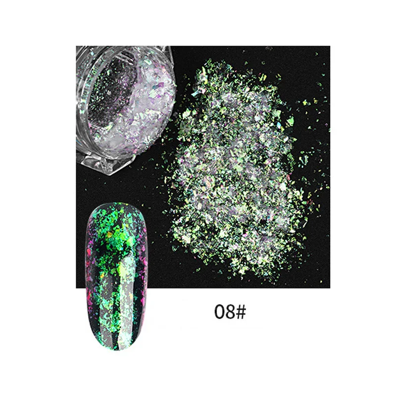 Nail Glitter Sequins Powder Holographic Spangles 3D Nail Art Decoration MH88 - Цвет: as picture