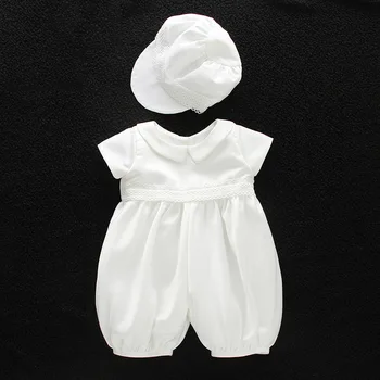 vestiti per neonato set pagliaccetto bianco per battesimo con cappello colletto couverture neonato primo compleanno di Natale per ragazzo 3-24 mesi