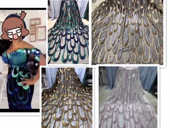 

Luxury Royal green High Quality 2018 Nigerian Lace Fabrics Tulle Sequins African Lace Fabric Guipure Embroidered French Lace