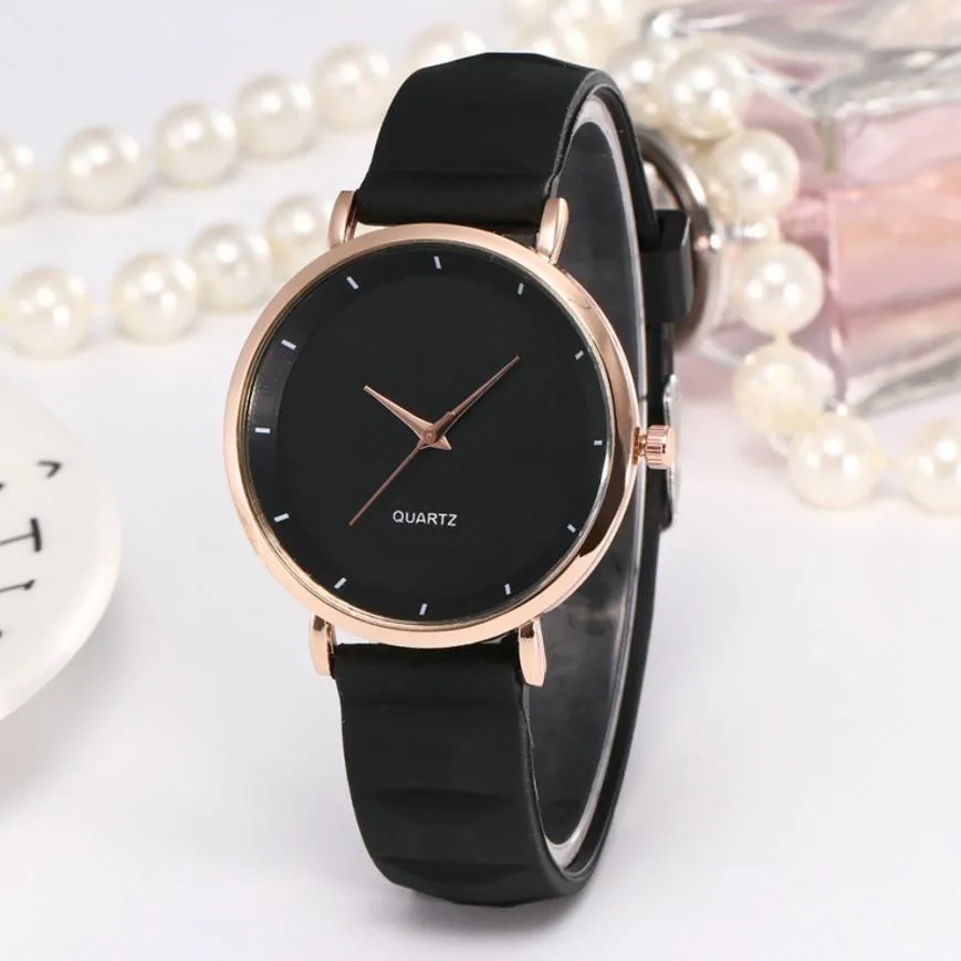 

2018 New Design Woman Ladies Fashion Casual Silicone Strap Analog Quartz Round Wrist Watches Gift xfcs saat clock Drop shipping
