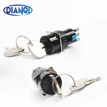 

16mm key lock emergency stop self-locking switch button 2/3 Positions 3/6pins 1NO1NC/2NO2NC switch button