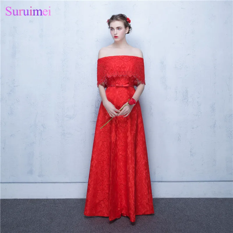 18 Abendkleider Lang 2017 Vestidos De Festa Longo Strapless Red Lace Evening Dress Cheap Long Prom Dresses