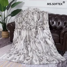MS. Softex натуральное одеяло из меха кролика пэчворк настоящий кроличий мех бросок фабрика OEM меховое одеяло подушки мягкое одеяло из меха кролика